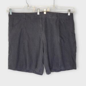 Eileen Fisher Organic Linen Roll Tab Shorts XL Graphite Gray NEW
